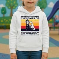 Never Underestimate The Power Of A Grandma Who Votes Kids Hoodie thumb 3