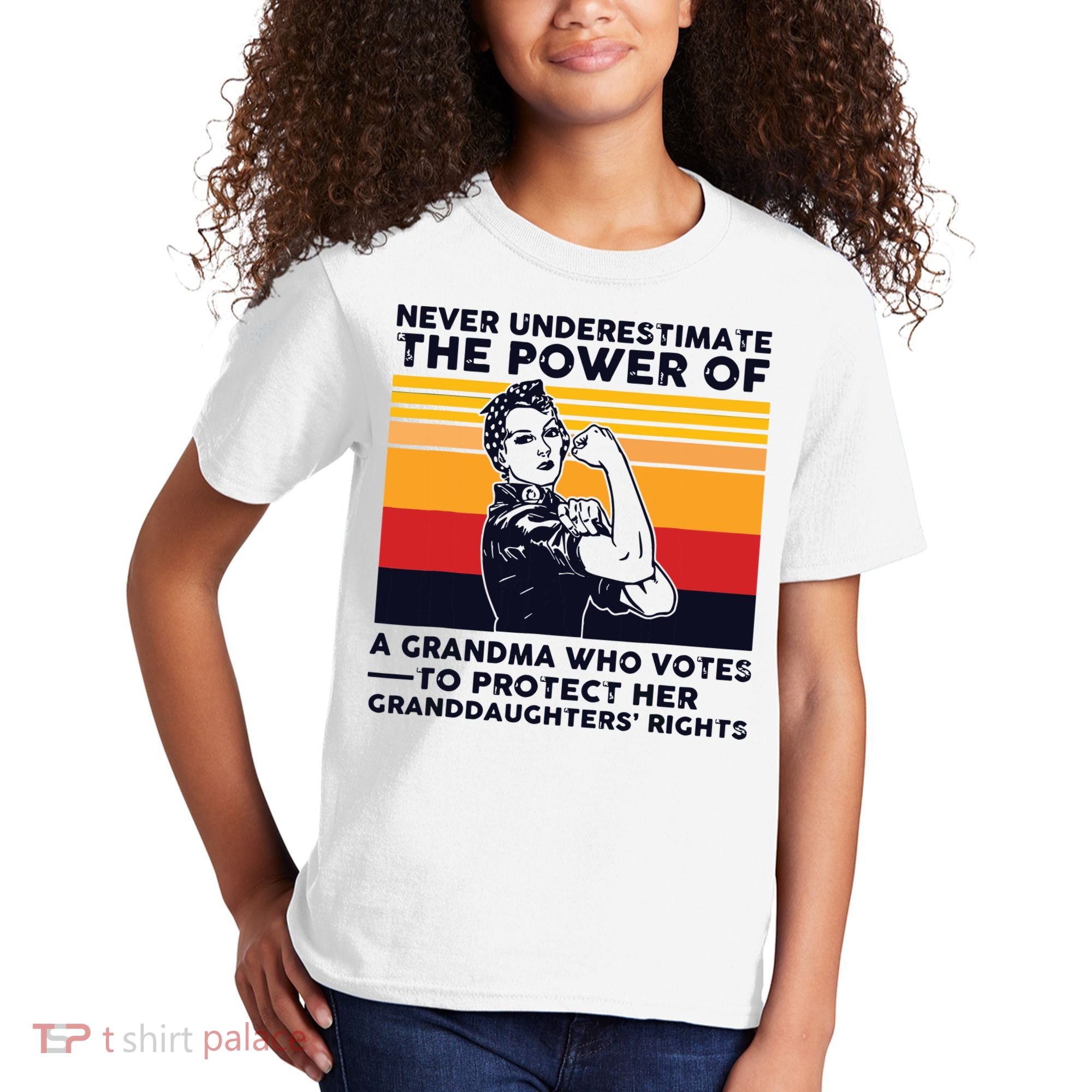 Never Underestimate The Power Of A Grandma Who Votes Kids T-Shirt