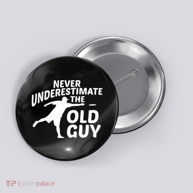 Never Underestimate The Old Guy Retron Vintage Disc Golf Button