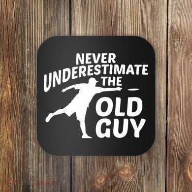 Never Underestimate The Old Guy Retron Vintage Disc Golf Coaster