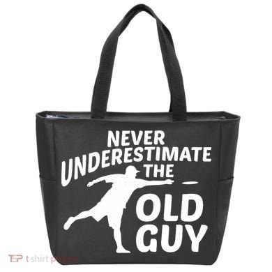 Never Underestimate The Old Guy Retron Vintage Disc Golf Tote Bag