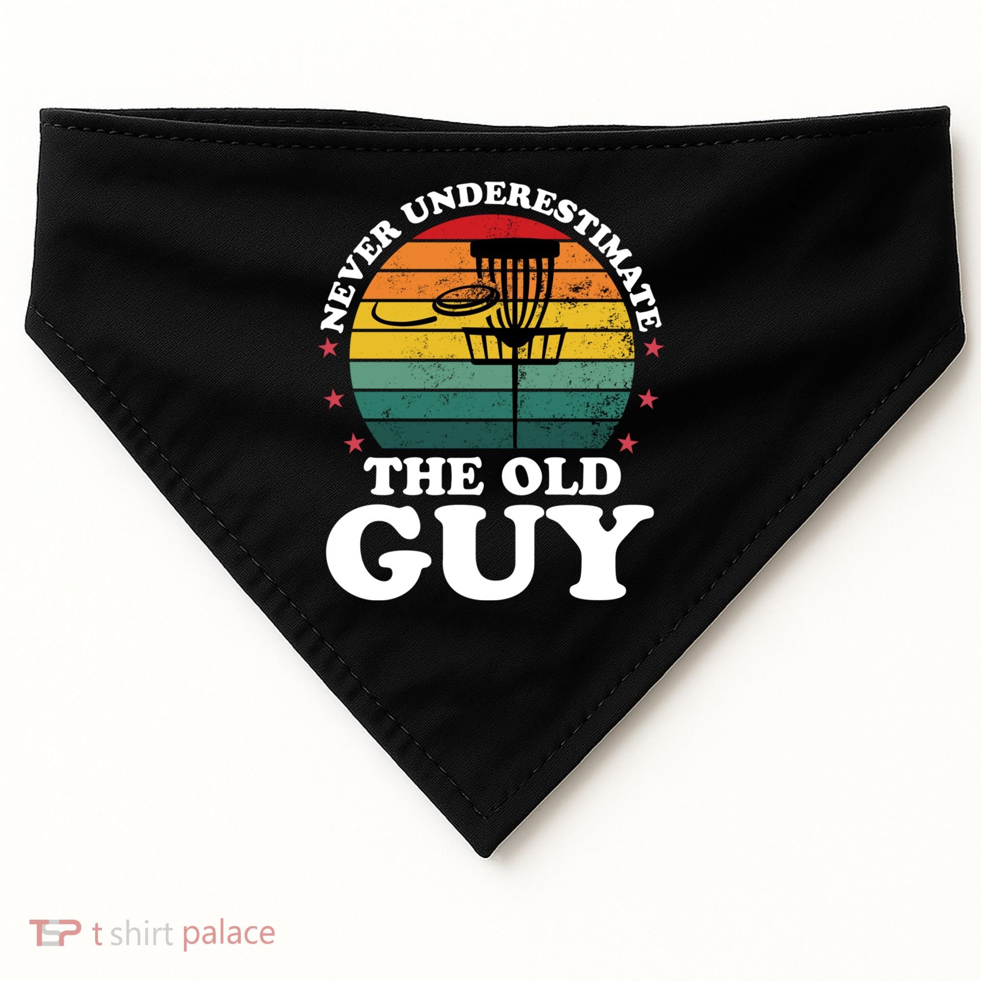 Never Underestimate The Old Guy Funny Disc Golf Frisbee Gift USA-Made Doggie Bandana