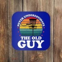Never Underestimate The Old Guy Funny Disc Golf Frisbee Gift Coaster thumb 0