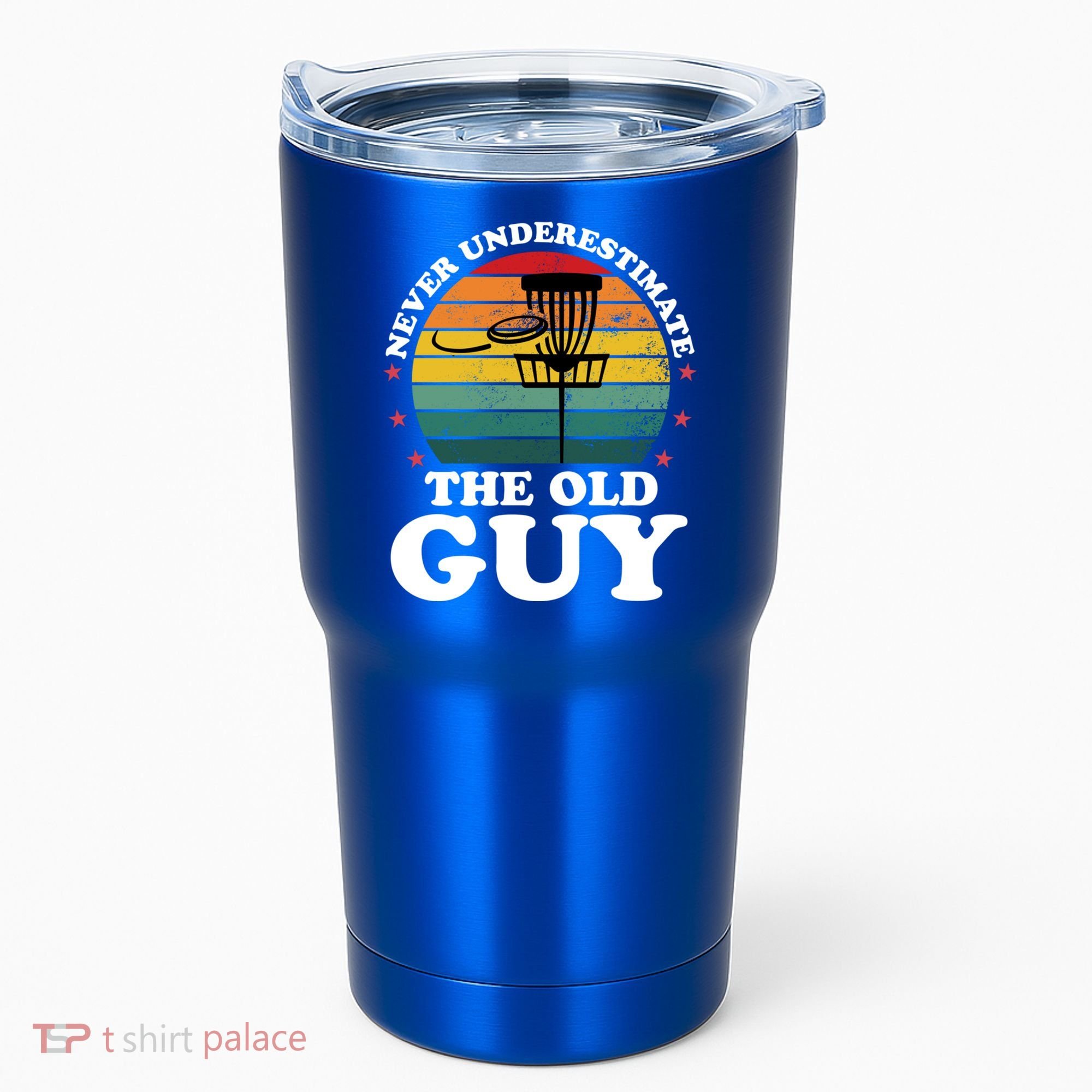 Never Underestimate The Old Guy Funny Disc Golf Frisbee Gift Tumbler