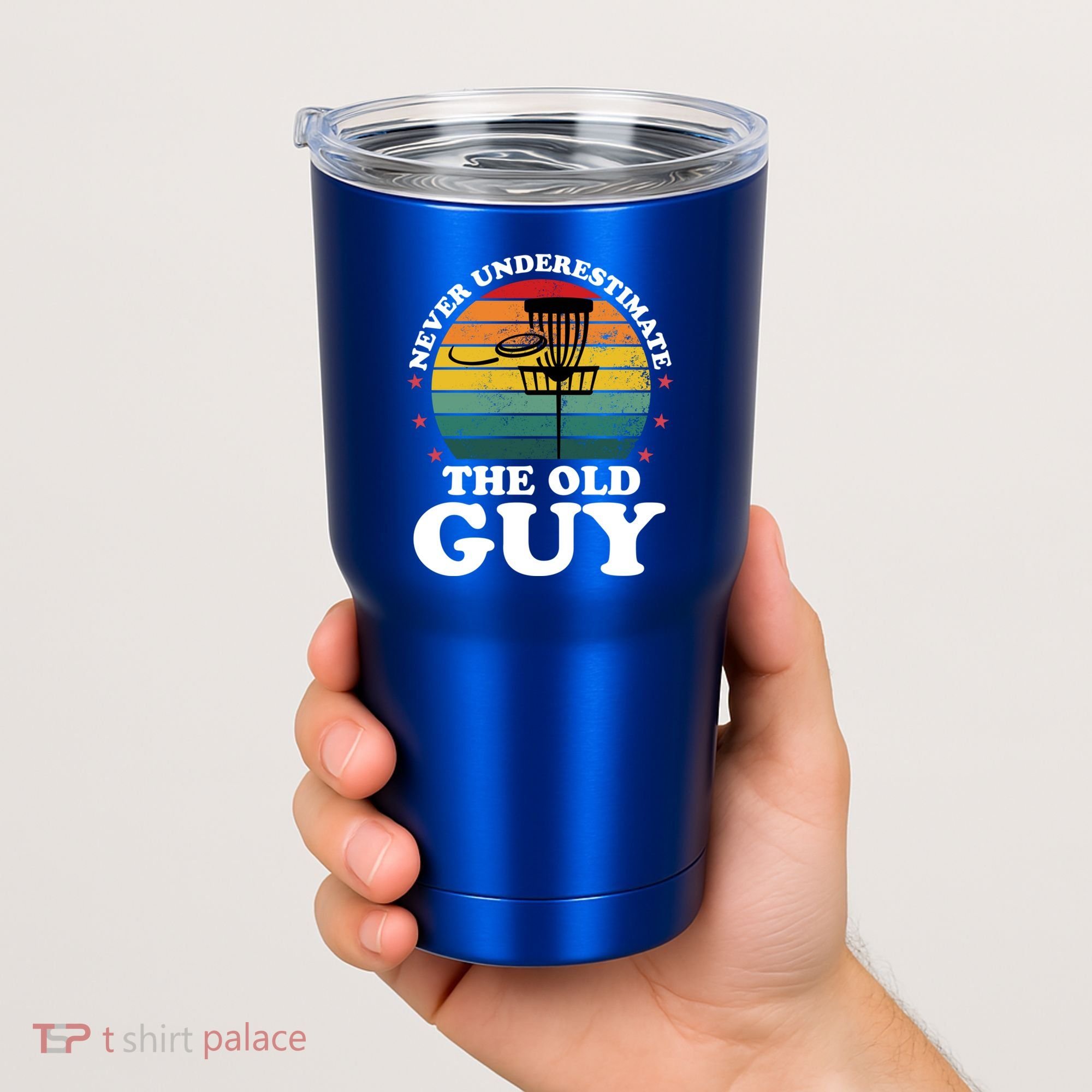 Never Underestimate The Old Guy Funny Disc Golf Frisbee Gift Tumbler