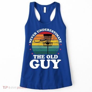 Never Underestimate The Old Guy Funny Disc Golf Frisbee Gift Women's Tank Top