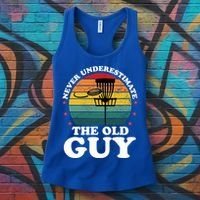 Never Underestimate The Old Guy Funny Disc Golf Frisbee Gift Women's Tank Top thumb 3