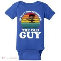 Never Underestimate The Old Guy Funny Disc Golf Frisbee Gift Baby Bodysuit thumb 0