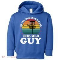 Never Underestimate The Old Guy Funny Disc Golf Frisbee Gift Toddler Hoodie thumb 0