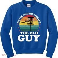 Never Underestimate The Old Guy Funny Disc Golf Frisbee Gift Kids Sweatshirt thumb 0