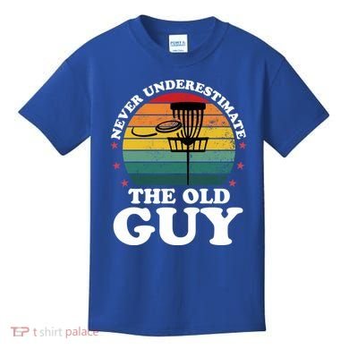 Never Underestimate The Old Guy Funny Disc Golf Frisbee Gift Kids T-Shirt