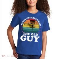 Never Underestimate The Old Guy Funny Disc Golf Frisbee Gift Kids T-Shirt thumb 2