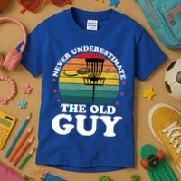 Never Underestimate The Old Guy Funny Disc Golf Frisbee Gift Kids T-Shirt thumb 3