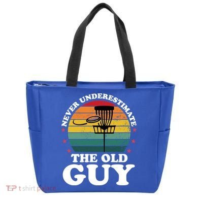 Never Underestimate The Old Guy Funny Disc Golf Frisbee Gift Tote Bag