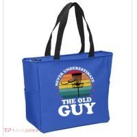Never Underestimate The Old Guy Funny Disc Golf Frisbee Gift Tote Bag thumb 2
