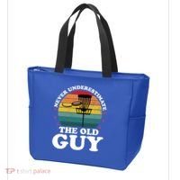 Never Underestimate The Old Guy Funny Disc Golf Frisbee Gift Tote Bag thumb 3