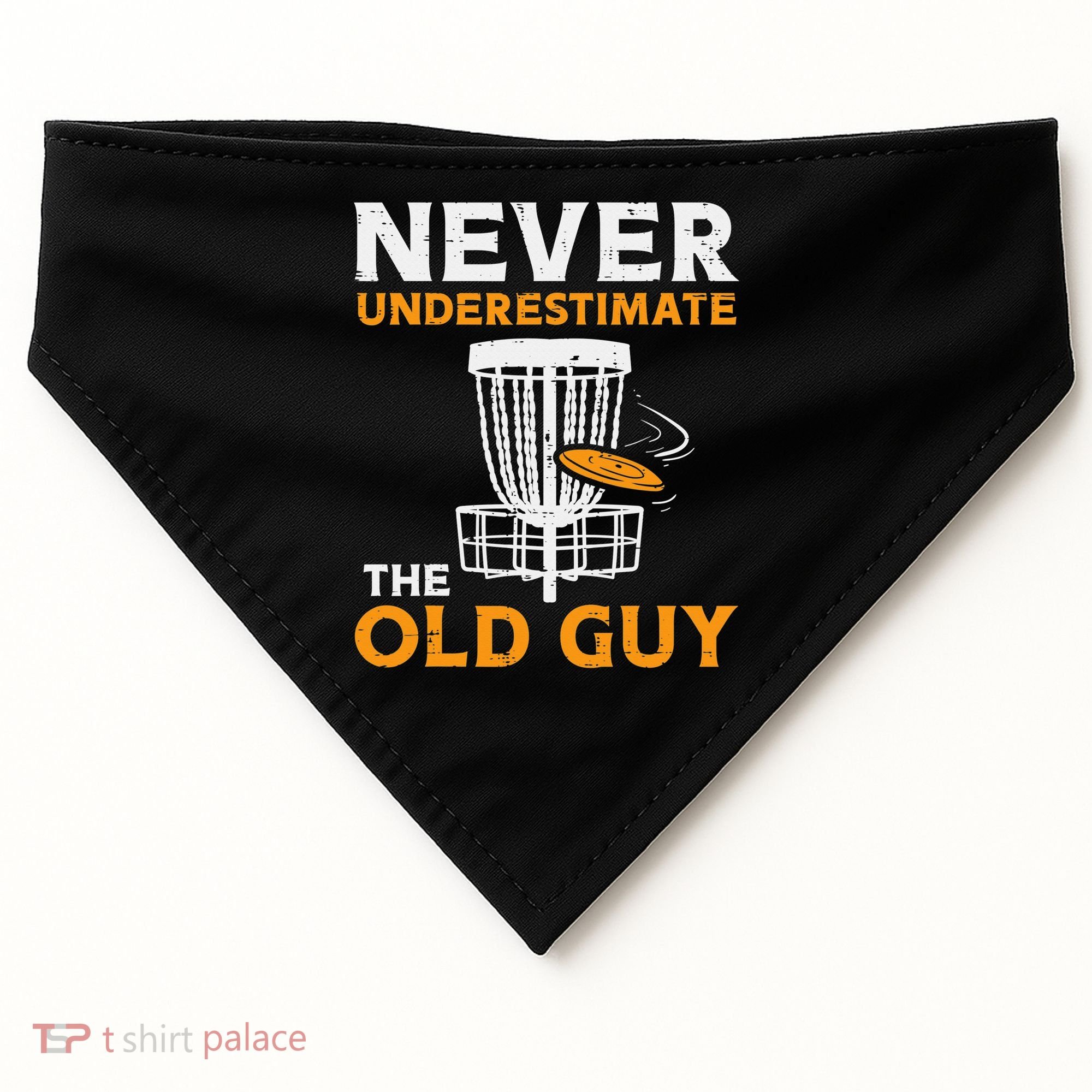 Never Underestimate The Old Guy Funny Disc Golf Frisbee Gift USA-Made Doggie Bandana
