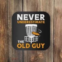 Never Underestimate The Old Guy Funny Disc Golf Frisbee Gift Coaster thumb 0
