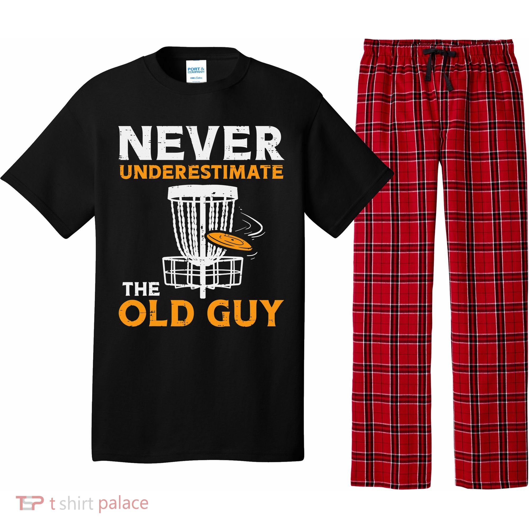 Never Underestimate The Old Guy Funny Disc Golf Frisbee Gift Pajama Set