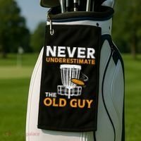 Never Underestimate The Old Guy Funny Disc Golf Frisbee Gift Golf Towel thumb 2