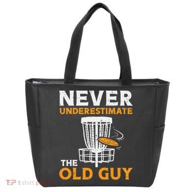 Never Underestimate The Old Guy Funny Disc Golf Frisbee Gift Tote Bag