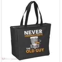 Never Underestimate The Old Guy Funny Disc Golf Frisbee Gift Tote Bag thumb 2