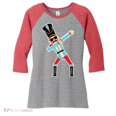 Nutcracker Dab Women's Tri-Blend 3/4-Sleeve Raglan Shirt
