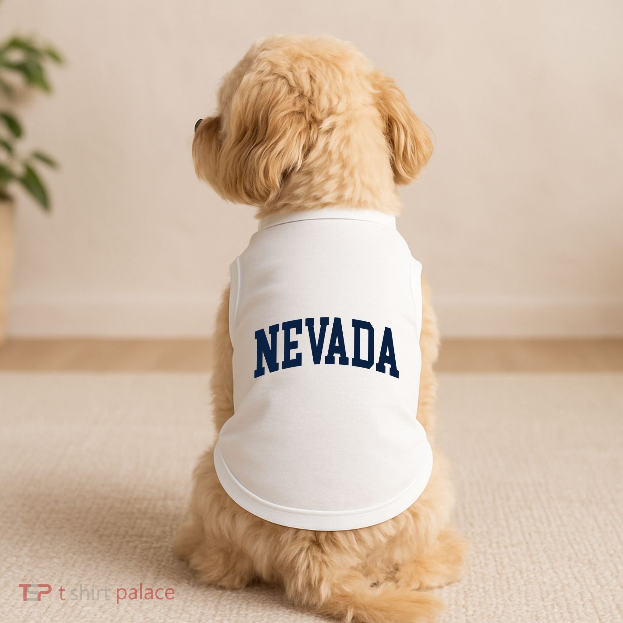 Nevada Usa Varsity Style Blue Text Doggie Tank