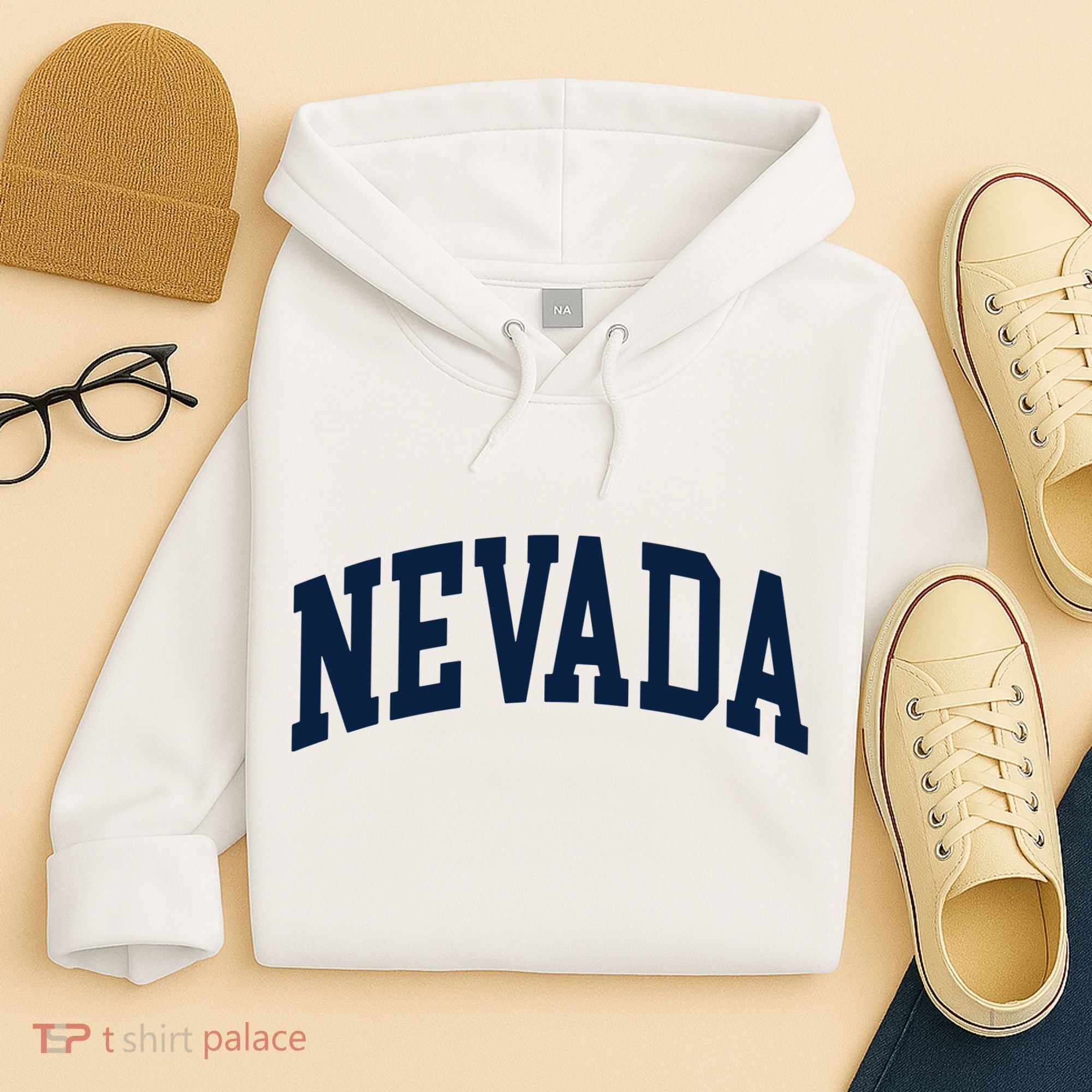 Nevada Usa Varsity Style Blue Text Hoodie