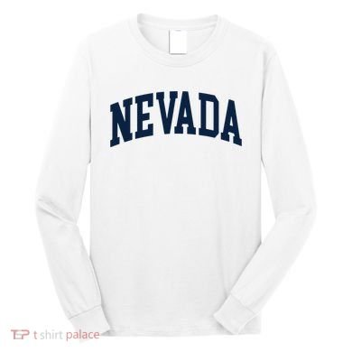 Nevada Usa Varsity Style Blue Text Long Sleeve Shirt