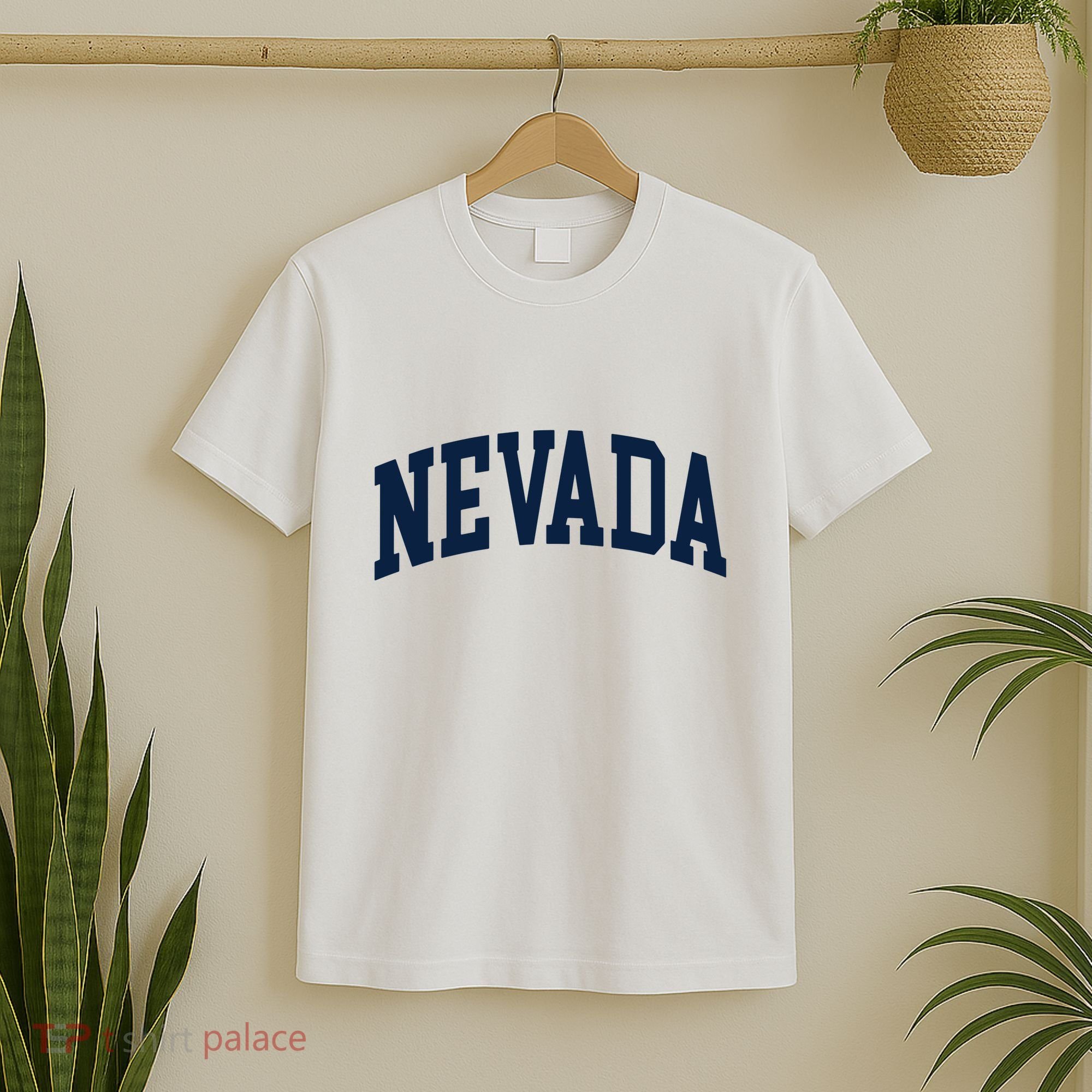 Nevada Usa Varsity Style Blue Text T-Shirt
