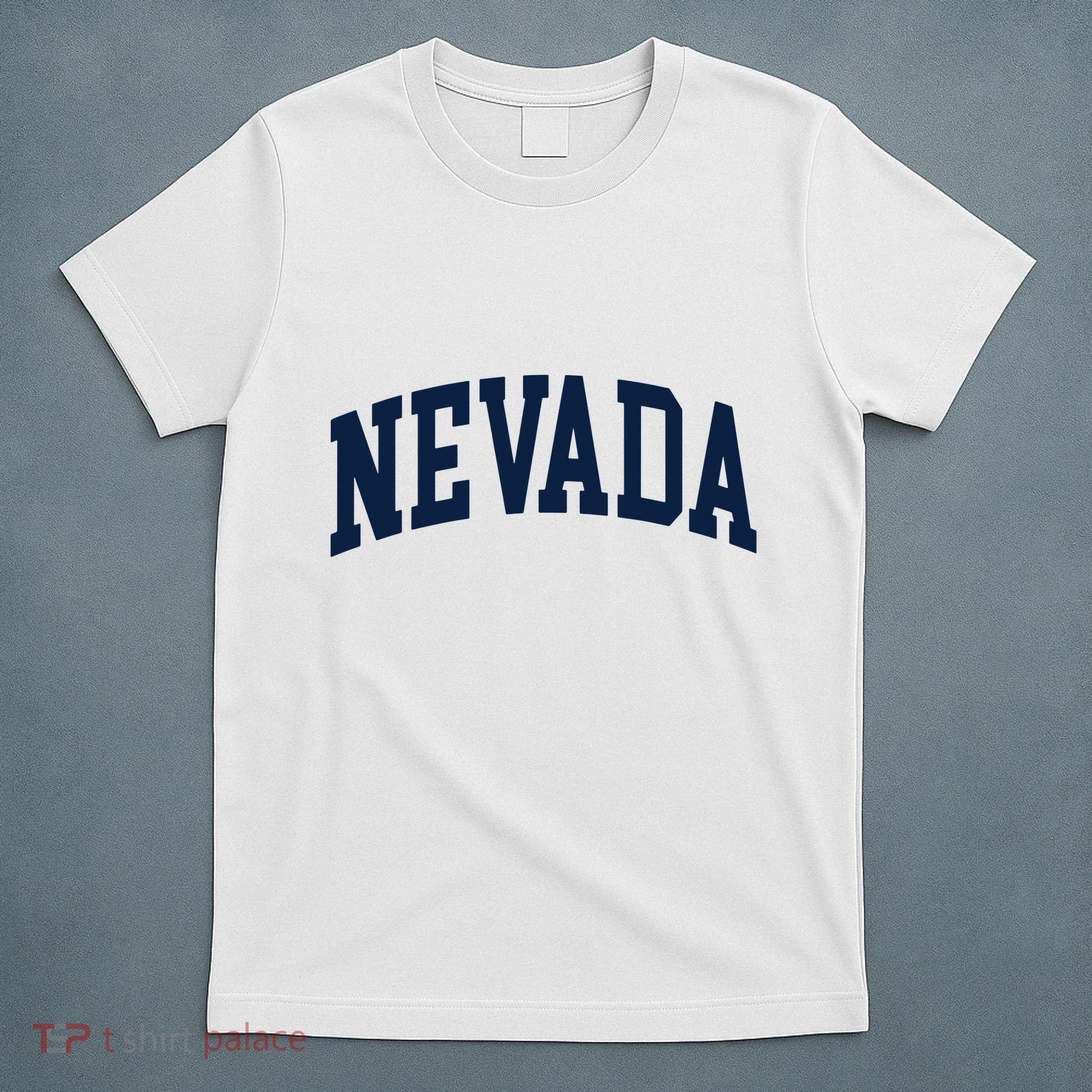 Nevada Usa Varsity Style Blue Text T-Shirt
