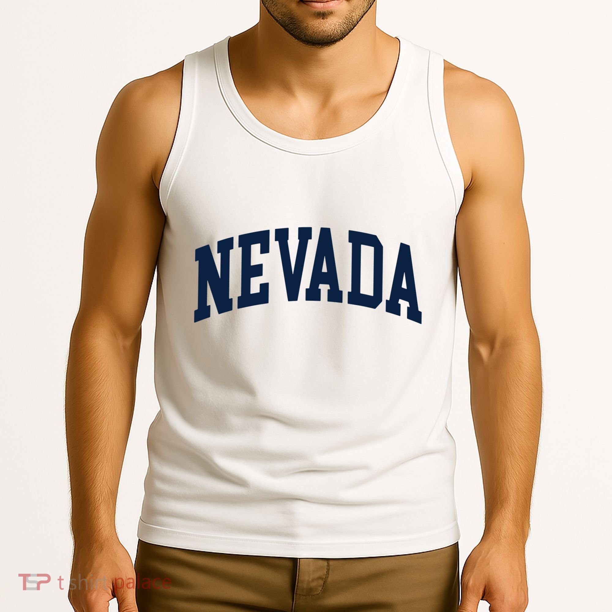 Nevada Usa Varsity Style Blue Text Tank Top