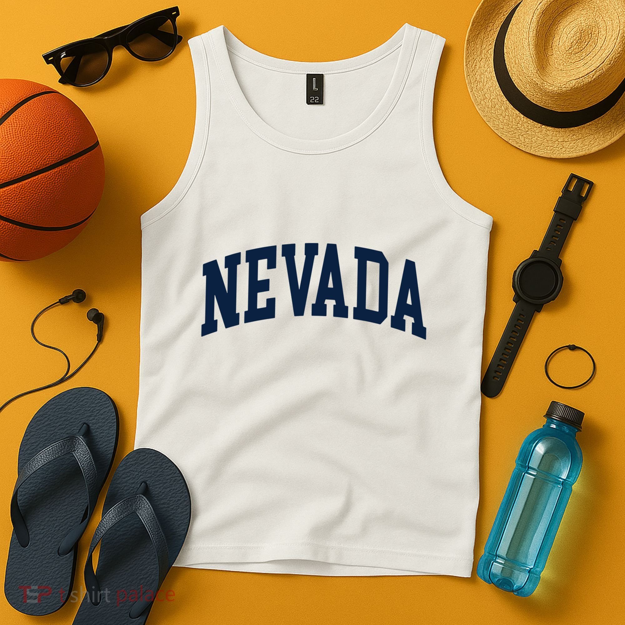 Nevada Usa Varsity Style Blue Text Tank Top