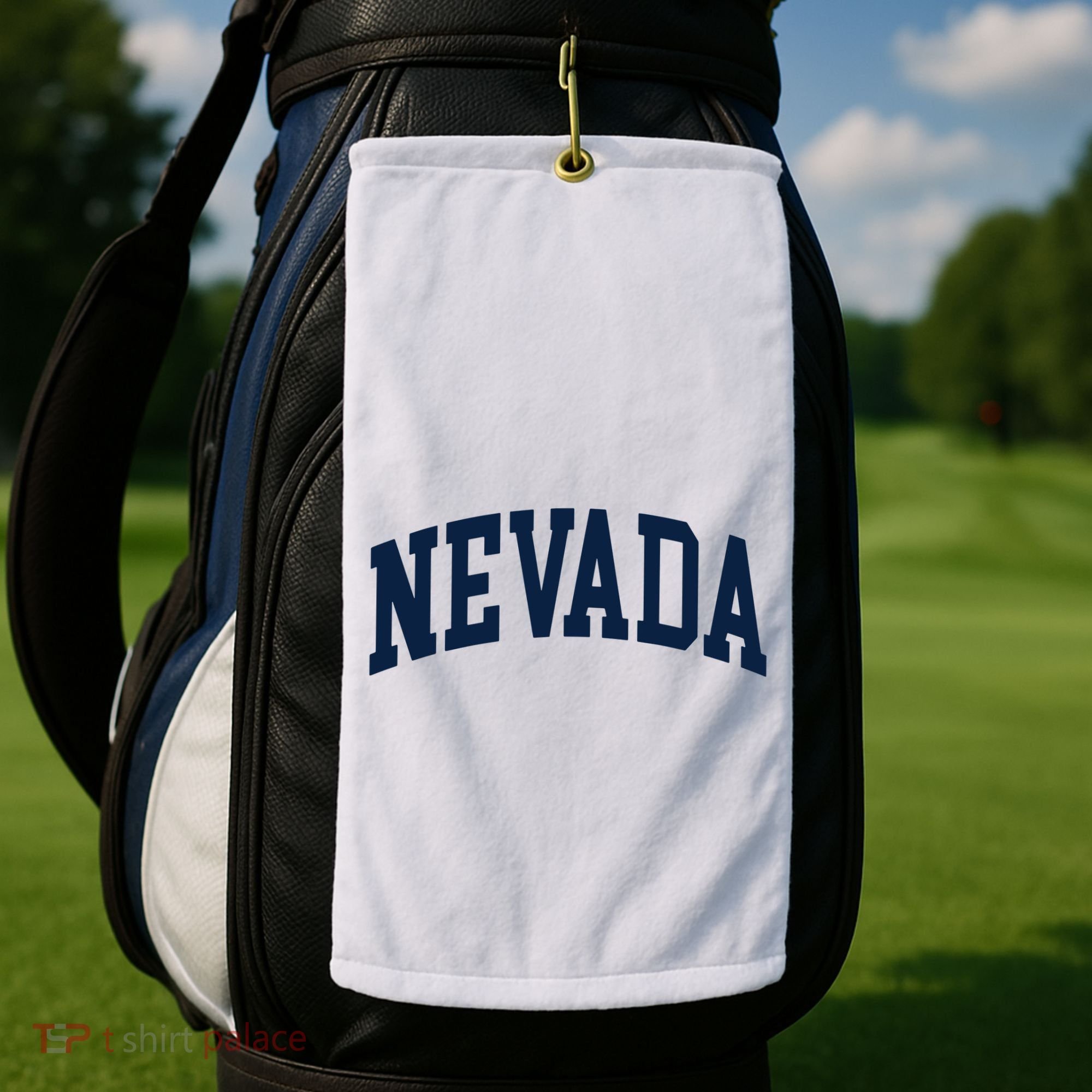 Nevada Usa Varsity Style Blue Text Golf Towel