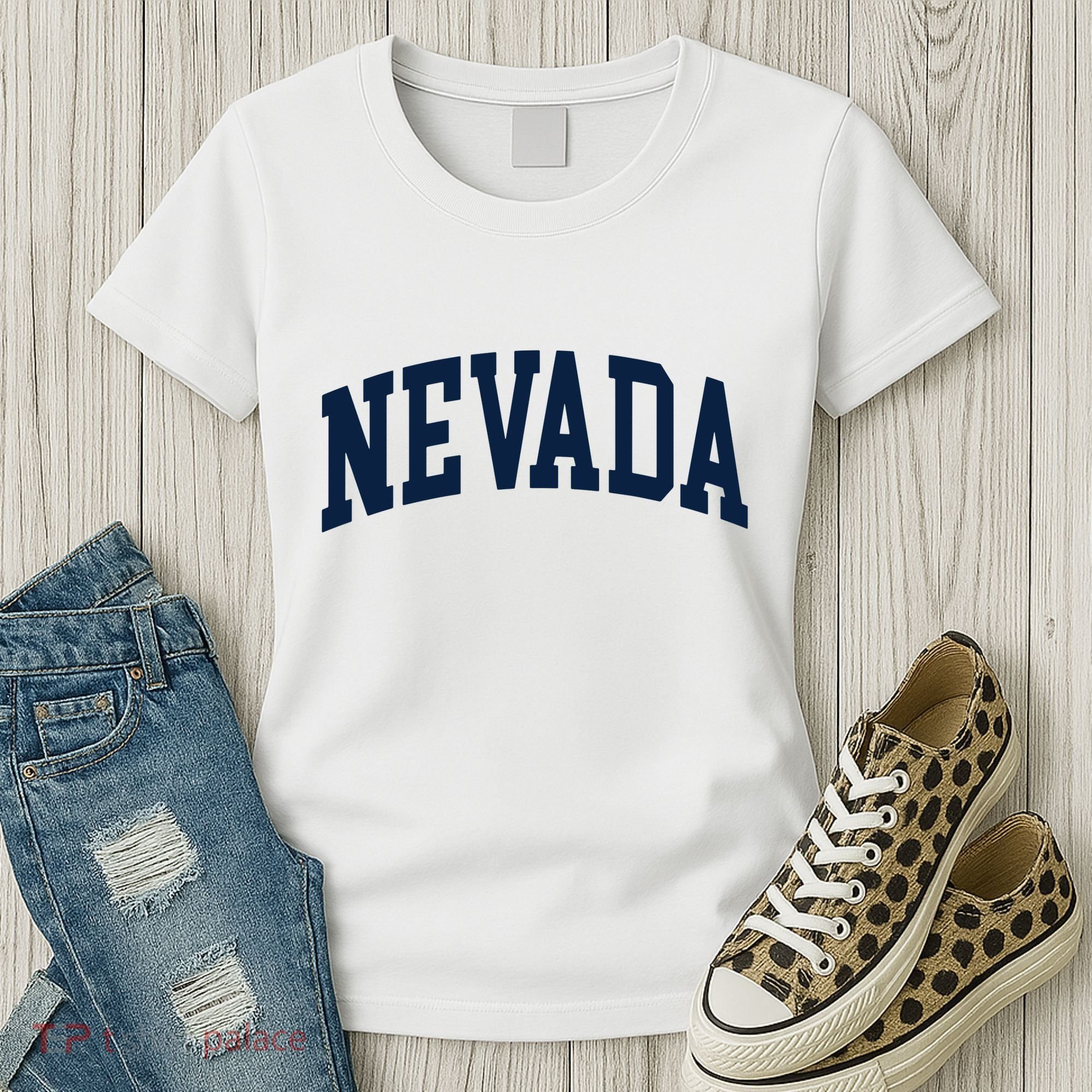 Nevada Usa Varsity Style Blue Text Women's T-Shirt