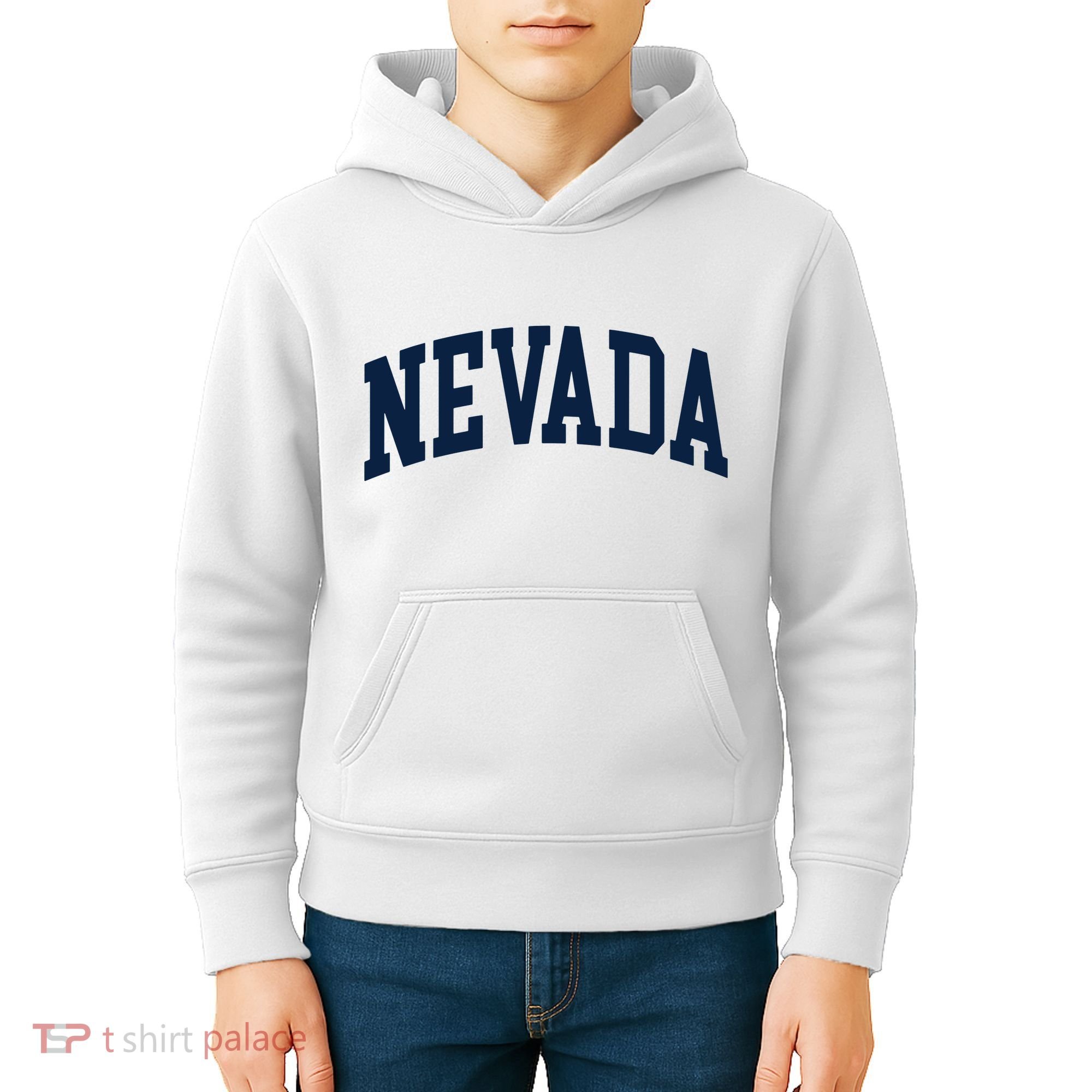 Nevada Usa Varsity Style Blue Text Kids Hoodie