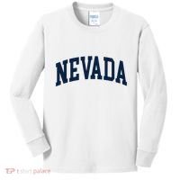 Nevada Usa Varsity Style Blue Text Kids Long Sleeve Shirt thumb 0