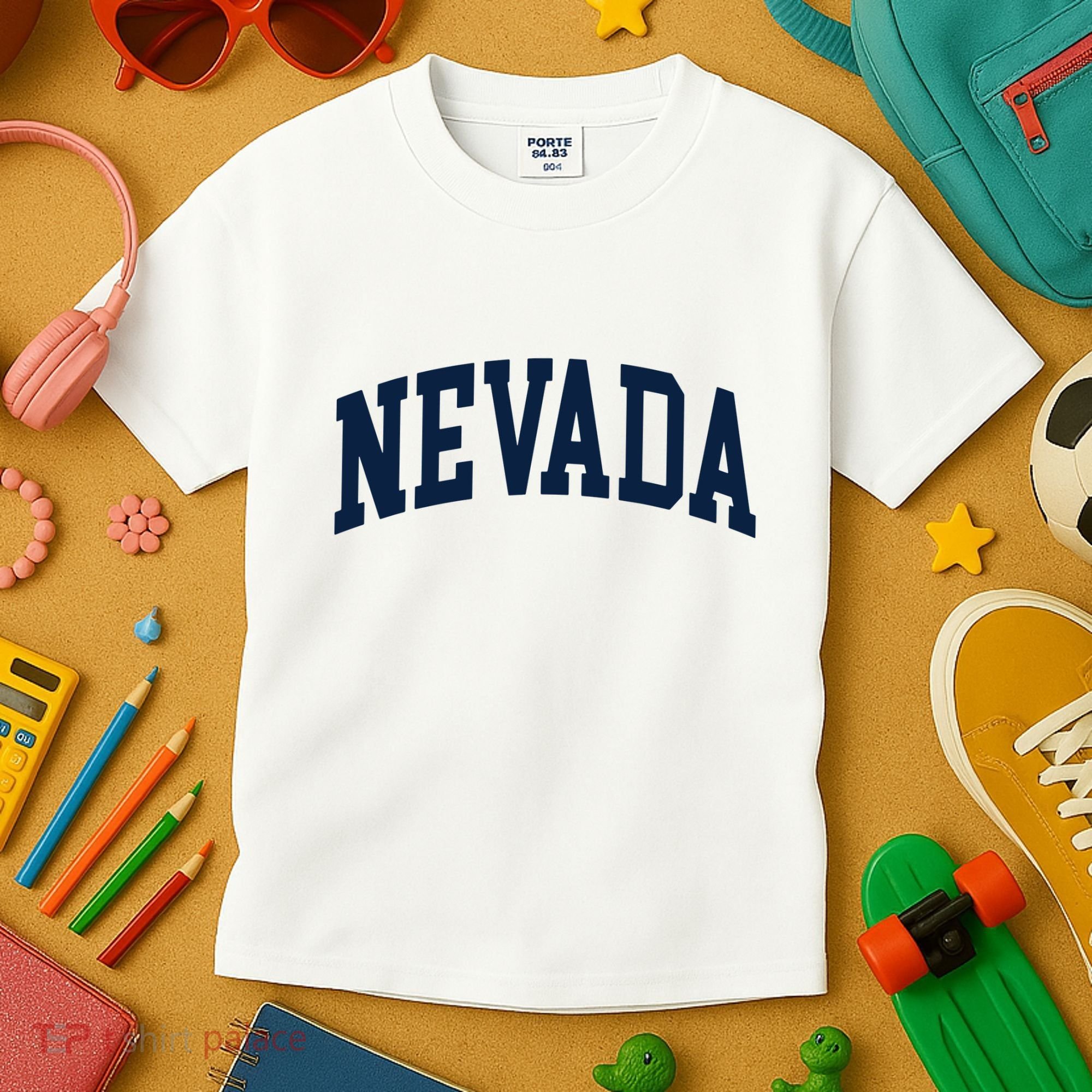 Nevada Usa Varsity Style Blue Text Kids T-Shirt