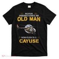 Never Underestimate Who Flew Hughes Oh 6 Cayuse Helicopter T-Shirt thumb 0