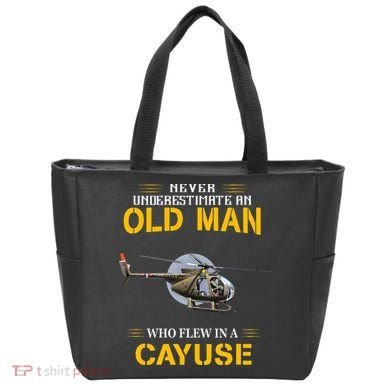 Never Underestimate Who Flew Hughes Oh 6 Cayuse Helicopter Tote Bag