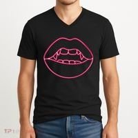 Neon Vampire Mouth V-Neck T-Shirt thumb 2