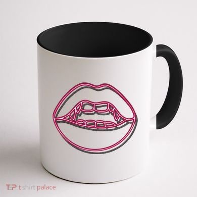 Neon Vampire Mouth Coffee Mug back