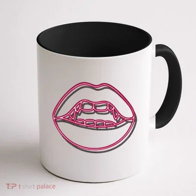 Neon Vampire Mouth Coffee Mug back