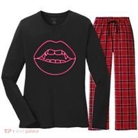 Neon Vampire Mouth Women's Long Sleeve Flannel Pajama Set  thumb 0