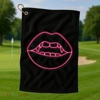 Neon Vampire Mouth Golf Towel thumb 1
