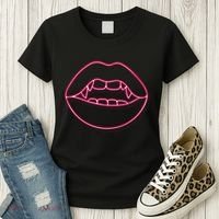 Neon Vampire Mouth Women's T-Shirt thumb 3