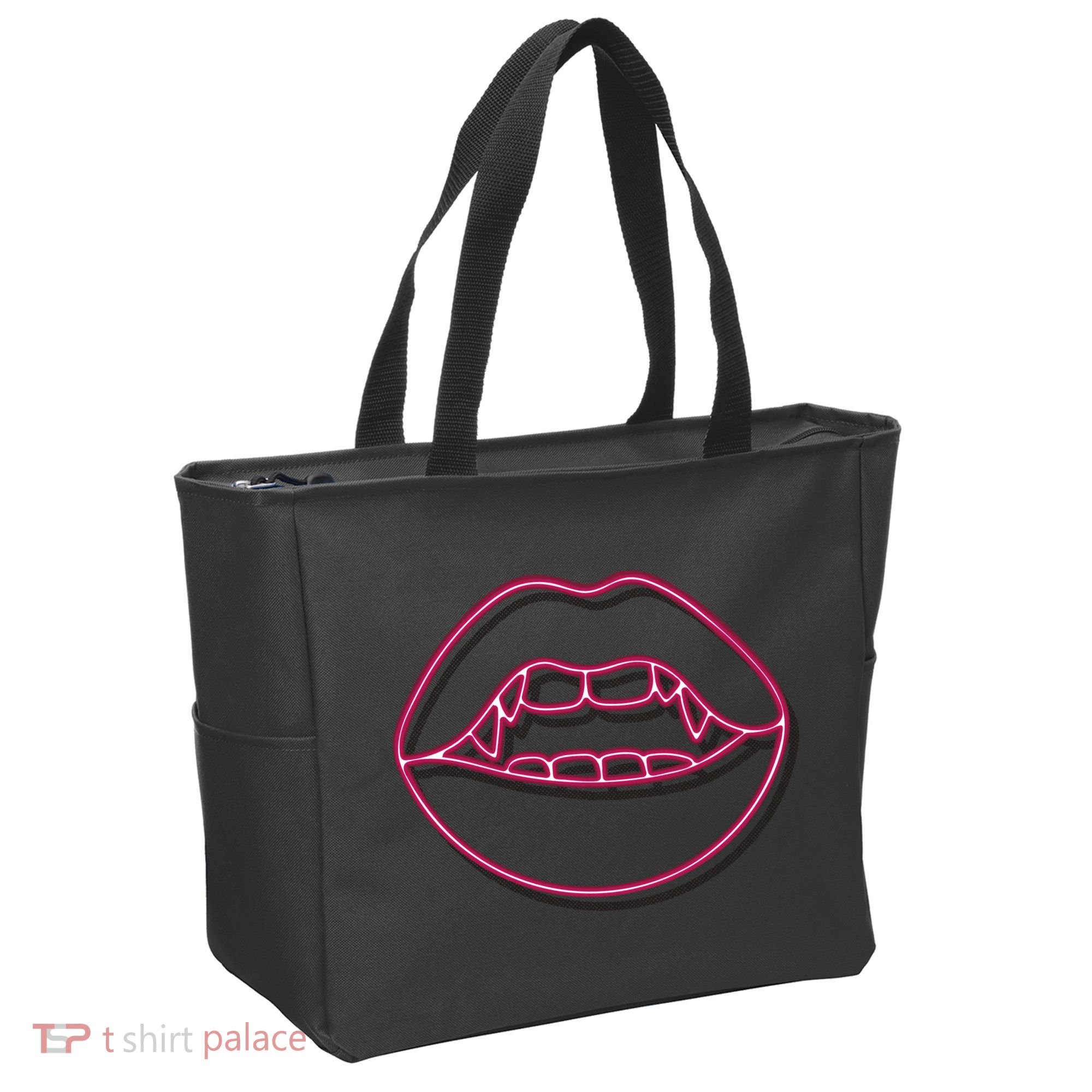 Neon Vampire Mouth Tote Bag