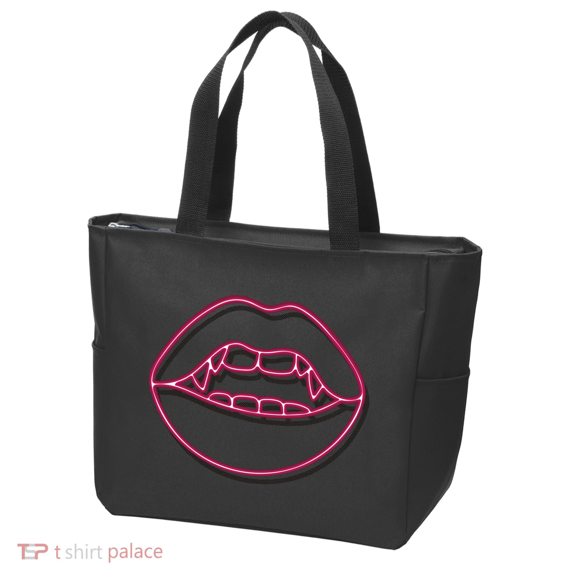 Neon Vampire Mouth Tote Bag