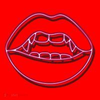 Neon Vampire Mouth Santa Hat thumb 1